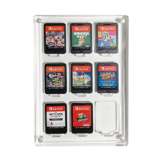Spelkortfodral för Nintendo Switch 9 patronplatshållare Skyddande stötsäker vitrinskåp Transparent akryl spelförvaringsl