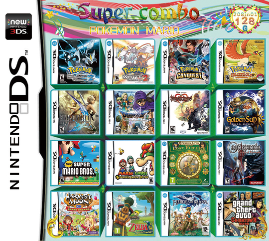 208 in 1 Pokemon Mario Video Games Cartridge Multicart For Nintendo DS NDS NDSL NDSI 2DS 3DS US