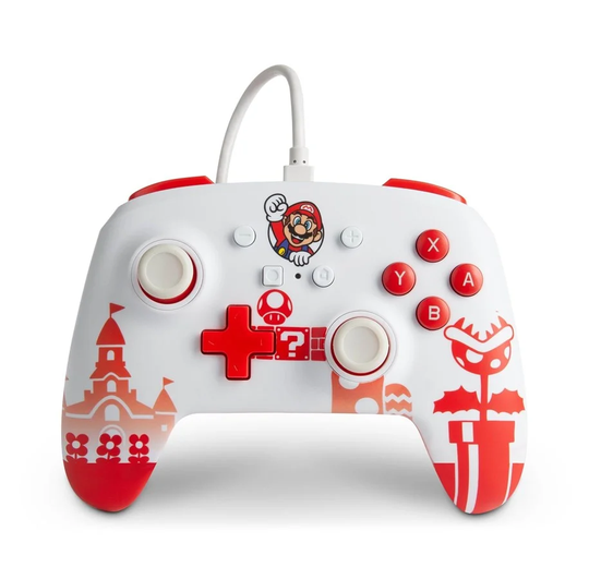 PowerA Enhanced Wired Controller For Nintendo Switch– Mario Red/White