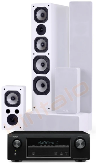 Dynavoice Challenger + Denon AVR-X1600H kotiteatteri -paketti, valkoinen
