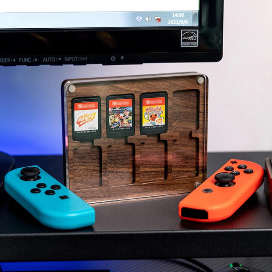 JJC 8 fack Magnetisk Transparent Trä Spelkort Fodral Hållare Box för Nintendo Switch för NS OLED NS Kort Förvaringsfodra