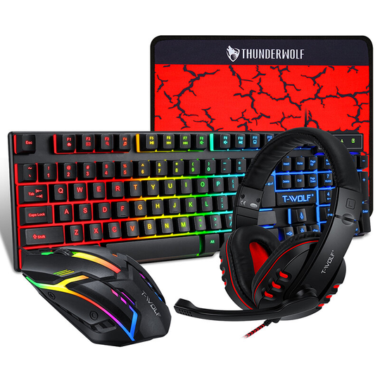 TF800 RGB 4-i-1 gamingtangentbord och musheadset Musmatta Tangentbord Ergonomiskt ljus Mekanisk känsla Gaming Combo Set