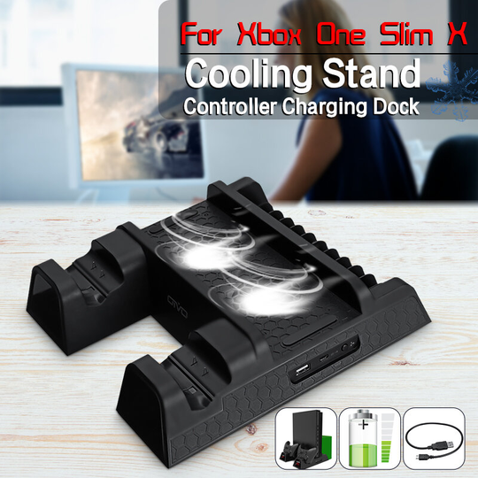 Universal USB-laddare med dubbla handtag + fläktkylning + skivfäste för X BOXONE / SLIM / X