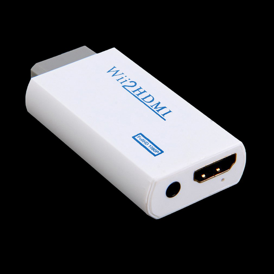 White Plastic Wii to HDMI Wii2HDMI Adapter Converter Full HD 1080P Output Upscaling 3.5mm Audio Video Output